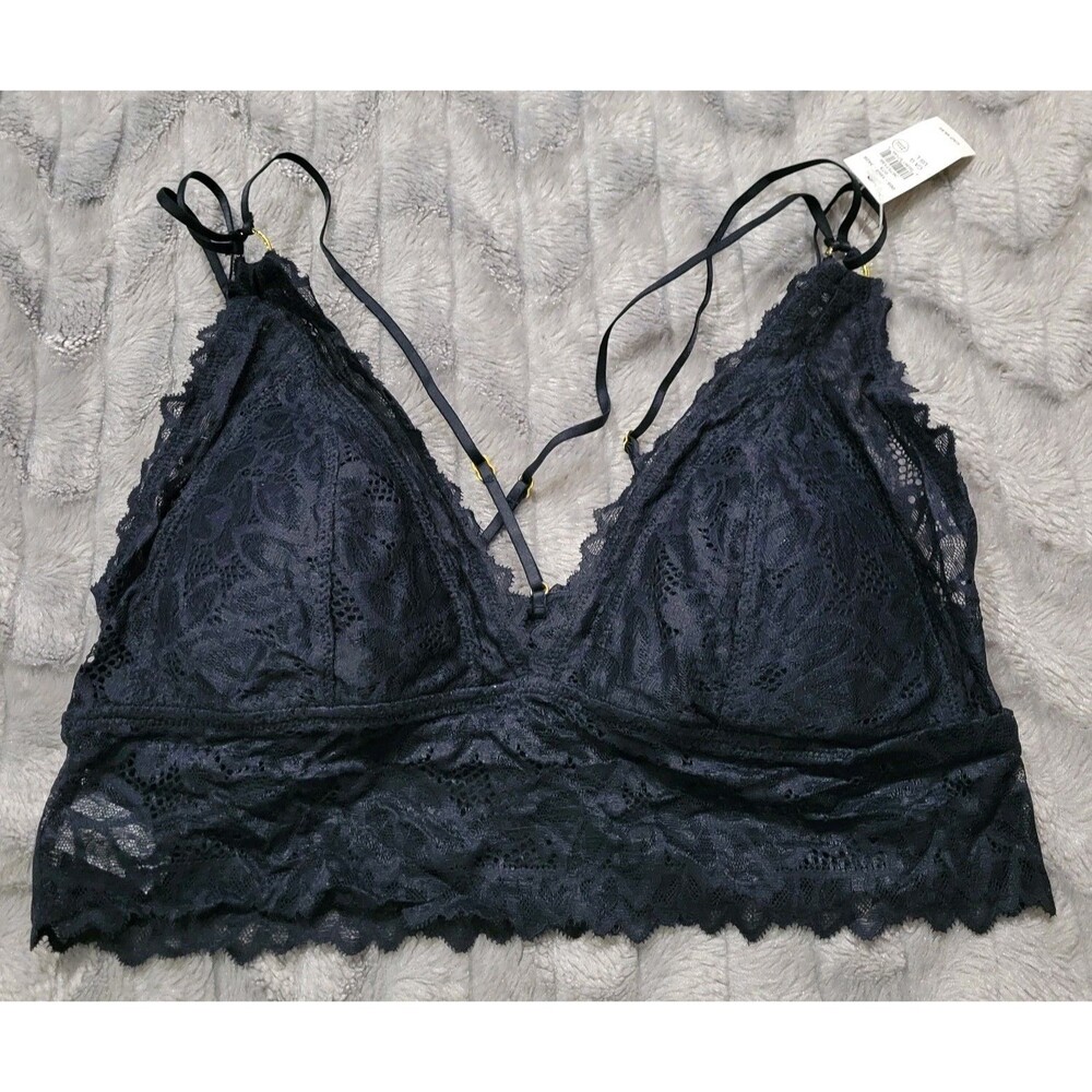 Aerie Womens Size L Black Lace Bra Bralette Goth Boho Festival NWT